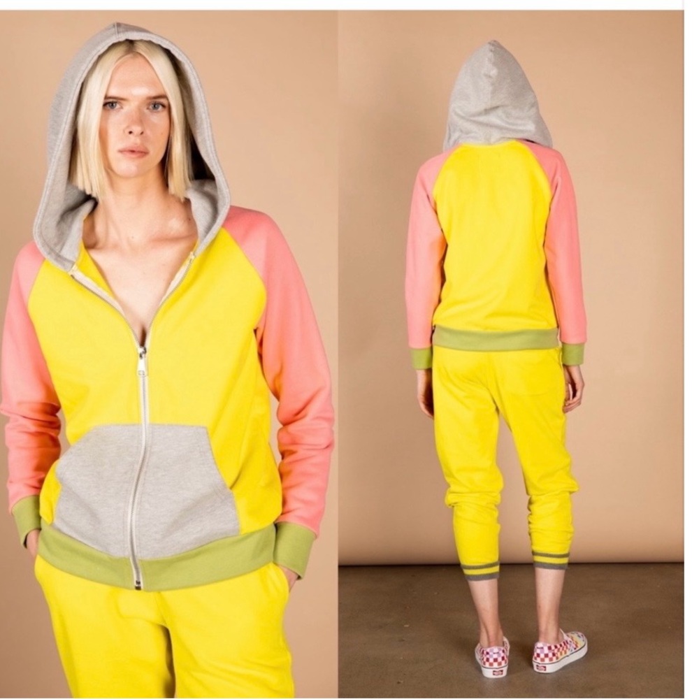 NWT Le Superbe Colorblock Gray Zip Hoodie